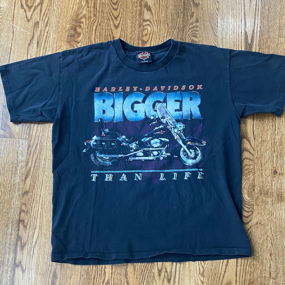 Harley Davidson bigger than life Orange County vintage tee shirt L cotton black